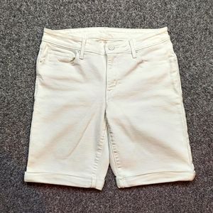 Levi's White Mid Rise Cuffed Bermuda Jean Shorts Size 30